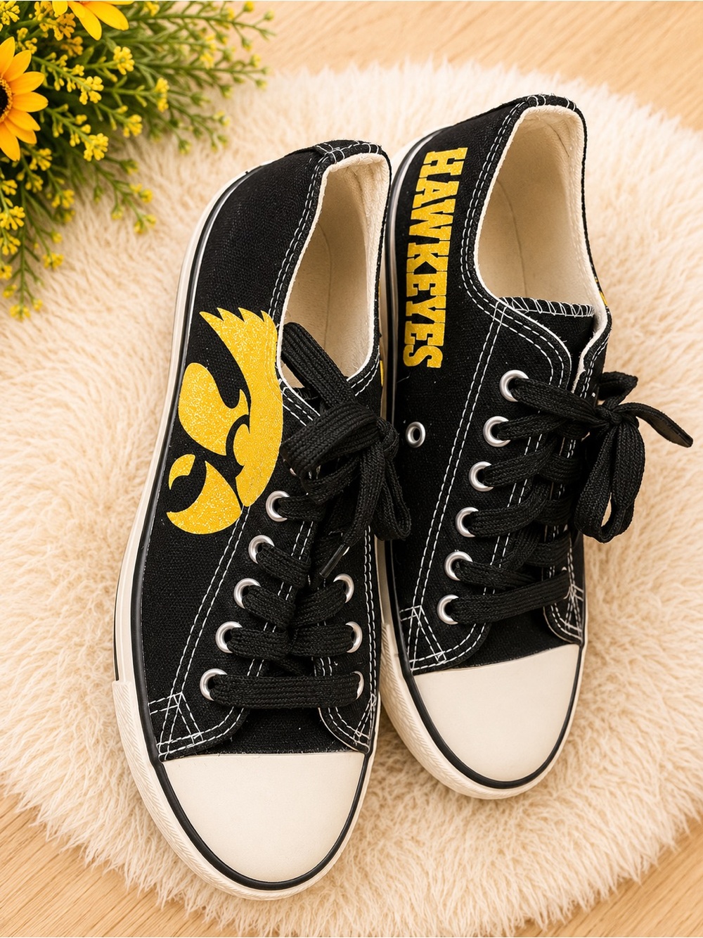 Black & Gold Canvas Low-Top Sneakers